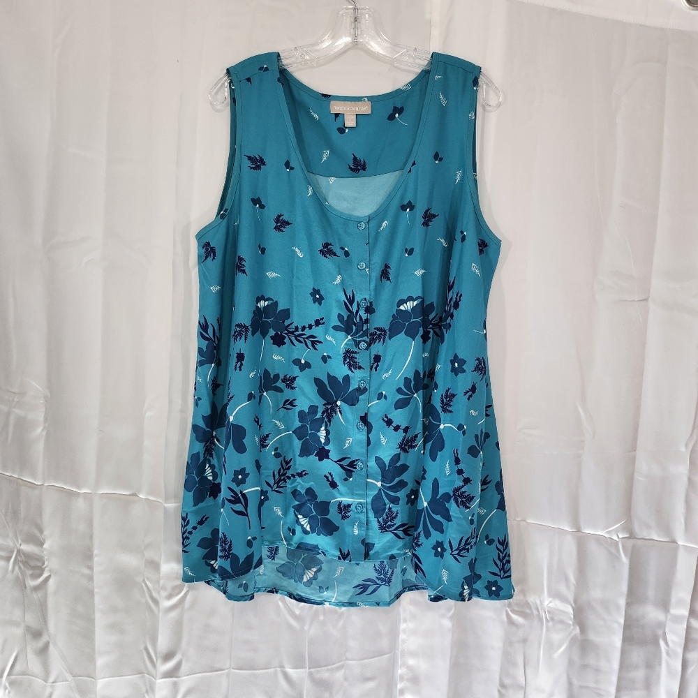 Floral Blue Sleeveless Top
